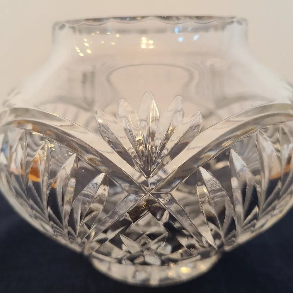 Rovelli Heavy Lead Cut Crystal Rose Potpourri Candy Bowl Vase Vintage Poland